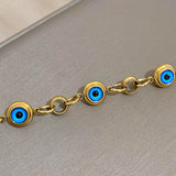 Vintage Eye Charm Stainless Steel Chain Bracelet for Women