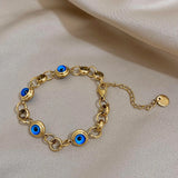 Vintage Eye Charm Stainless Steel Chain Bracelet for Women