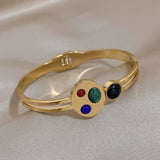 Vintage Stone Stainless Steel Bangles Bracelets for Women