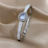 Zircon Roman Numerals Stainless Steel Bracelet for Women