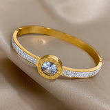 Zircon Roman Numerals Stainless Steel Bracelet for Women