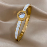 Zircon Roman Numerals Stainless Steel Bracelet for Women