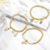 Beaded Chain Boy and Girl Bracelet Copper Zircon Pearl Love Heart Bracelet