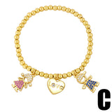 Beaded Chain Boy and Girl Bracelet Copper Zircon Pearl Love Heart Bracelet