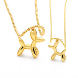 Plated Balloon Dog Necklace Beaded Chain Short Necklace Animal Jewelry