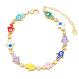 Colorful Enamel Eye Hand Bracelet for Women