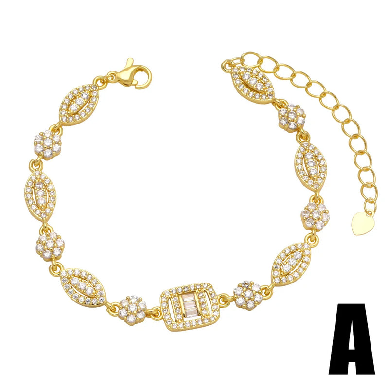 Chunky Crystal Beads Bracelets for Women Copper Zircon Heart Butterfly Bracelet