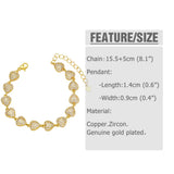 Chunky Crystal Beads Bracelets for Women Copper Zircon Heart Butterfly Bracelet