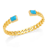 Chunky Cuban Chain Cuff Bangles Copper Plated Crystal Statement Jewelry