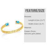 Chunky Cuban Chain Cuff Bangles Copper Plated Crystal Statement Jewelry