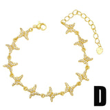 Clear Crystal Clover Bracelet Copper Zircon Star Butterfly Plated Jewelry