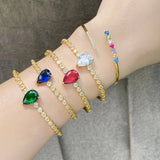 Crystal Water Drop Bangles for Women Copper Plated Cuff Bangles