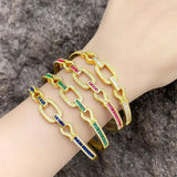 Colorful Crystal Square Cuff Bangles CZ Rhinestone Adjustable Bangle