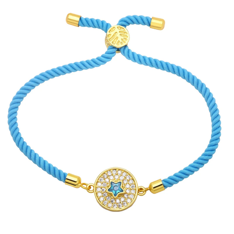 Colorful Rope Chain Crystal Star Bracelet for Women