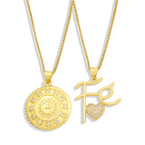 Copper Plated Faith CZ Crystal Sun Necklace Jewelry