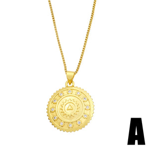 Copper Plated Faith CZ Crystal Sun Necklace Jewelry