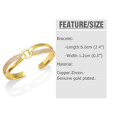Twist Copper Zircon Cuff Bangles for Women Plated Dainty Jewelry