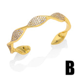 Twist Copper Zircon Cuff Bangles for Women Plated Dainty Jewelry