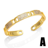 Twist Copper Zircon Cuff Bangles for Women Plated Dainty Jewelry