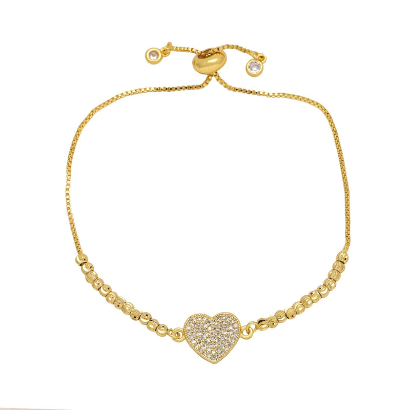 Copper Zircon Green Heart Bracelet CZ Jewelry