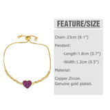 Copper Zircon Green Heart Bracelet CZ Jewelry