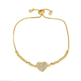 Copper Zircon Green Heart Bracelet CZ Jewelry