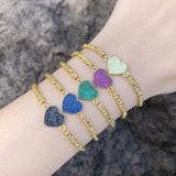 Copper Zircon Green Heart Bracelet CZ Jewelry