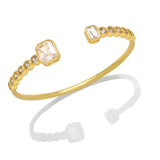 Copper Zircon Round Beads Cuff Bangle CZ Green Crystal Geometric Bangles Plated