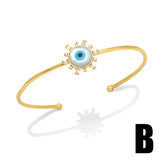 Copper Zircon Round Beads Cuff Bangle CZ Green Crystal Geometric Bangles Plated