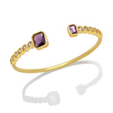Copper Zircon Round Beads Cuff Bangle CZ Green Crystal Geometric Bangles Plated