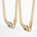 Cuban Link Chain Necklace for Women Zircon Crystal Clasp Collar Animal Jewelry