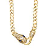 Cuban Link Chain Necklace for Women Zircon Crystal Clasp Collar Animal Jewelry