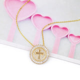 Crystal Cross Pendant Necklace CZ Christian Jewelry