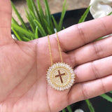 Crystal Cross Pendant Necklace CZ Christian Jewelry