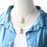 CZ Crystal Teddy Bear Necklace Heart Pendant Animal Jewelry