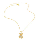 CZ Crystal Teddy Bear Necklace Heart Pendant Animal Jewelry