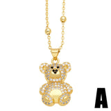 CZ Crystal Teddy Bear Necklace Heart Pendant Animal Jewelry