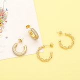 Pearl CZ Huggie Earrings for Women