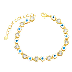 Enamel Evil Eye Bracelet for Women Copper Plated Beads Greek Eye Bracelet