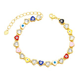 Enamel Evil Eye Bracelet for Women Copper Plated Beads Greek Eye Bracelet