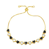 Colorful Heart Bracelet for Women CZ Crystal Beads Chain Jewelry