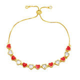 Colorful Heart Bracelet for Women CZ Crystal Beads Chain Jewelry