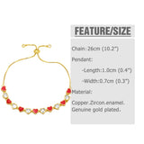 Colorful Heart Bracelet for Women CZ Crystal Beads Chain Jewelry