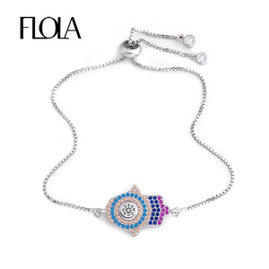 Colorful Micro Crystal Fatima Hand Bracelet for Women