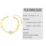 Cuban Link Chain Bracelet Plated Evil Eye Gift Women