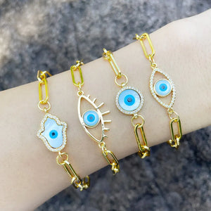 Cuban Link Chain Bracelet Plated Evil Eye Gift Women