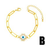 Cuban Link Chain Bracelet Evil Eye Fatima Hand Bracelet Women