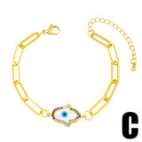 Cuban Link Chain Bracelet Evil Eye Fatima Hand Bracelet Women