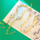 Cuban Link Chain Bracelet Evil Eye Fatima Hand Bracelet Women