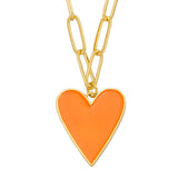 Cuban Link Heart Pendant Necklace Enamel Color Plated Jewelry